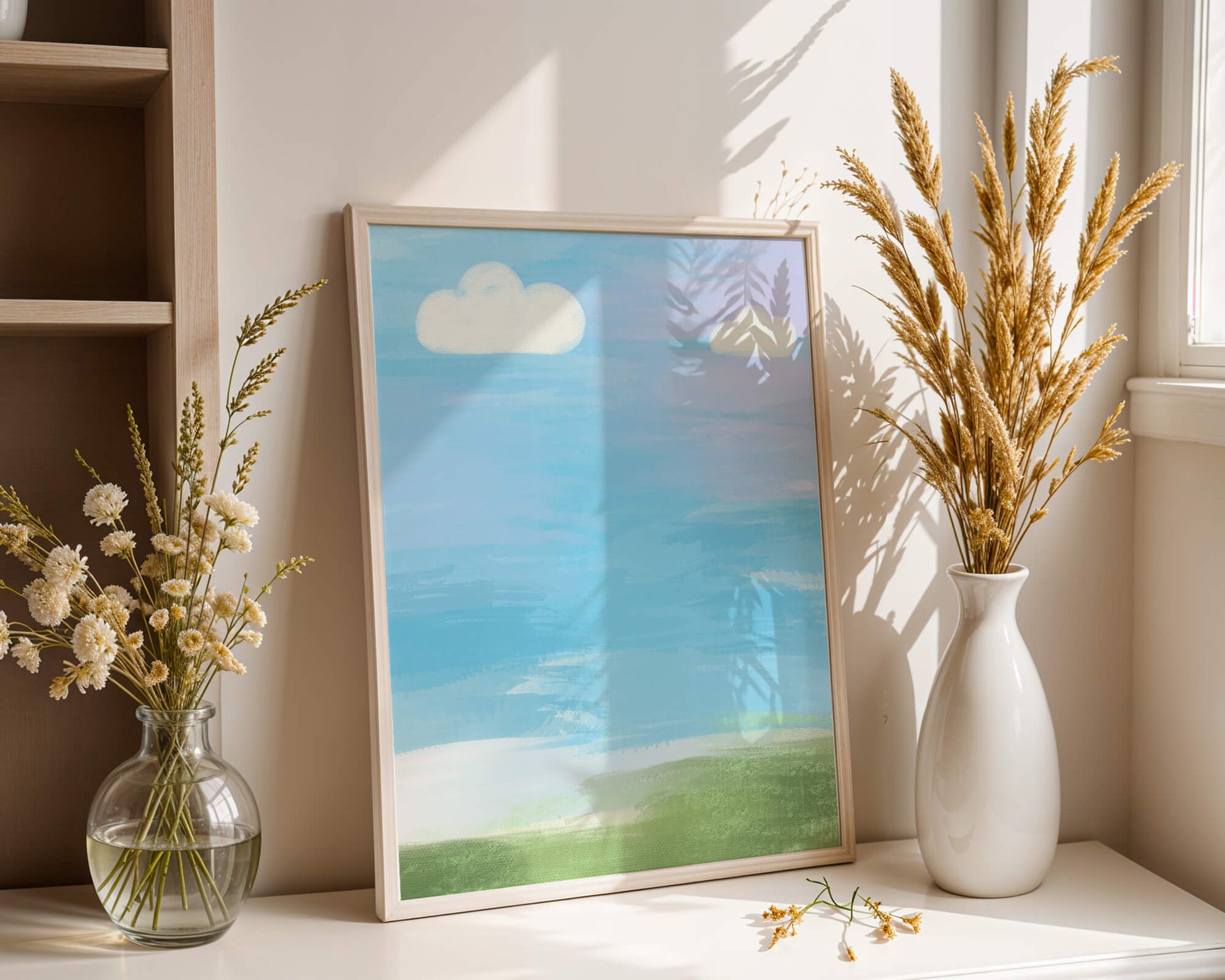 Blue Sky with Clouds and Green Field