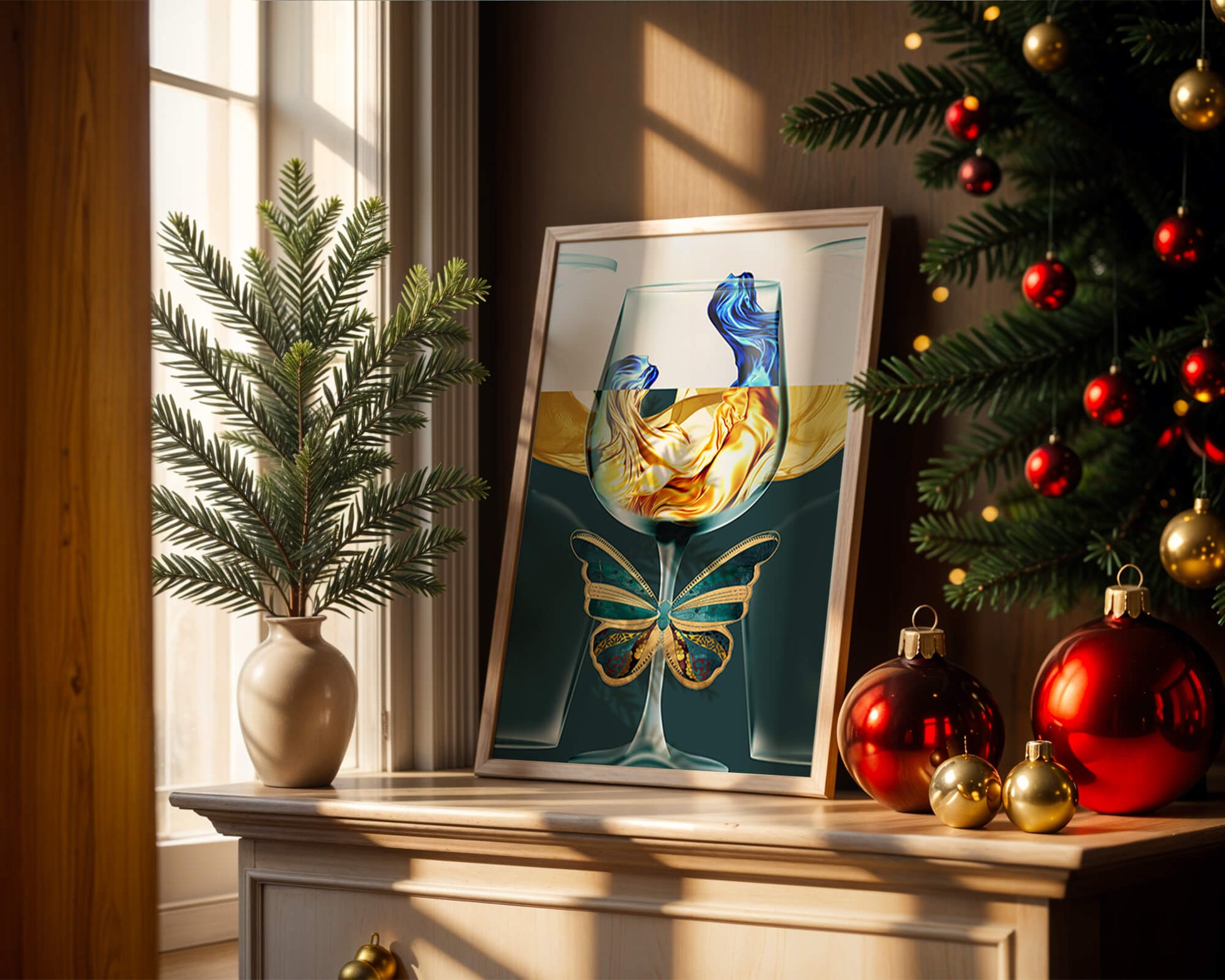 Cristallo con scultura di liquido e arte di farfalla