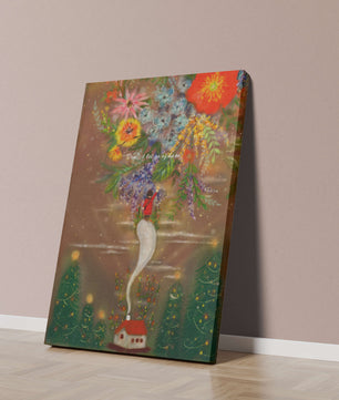 Charming illustration of floral fantasy scene