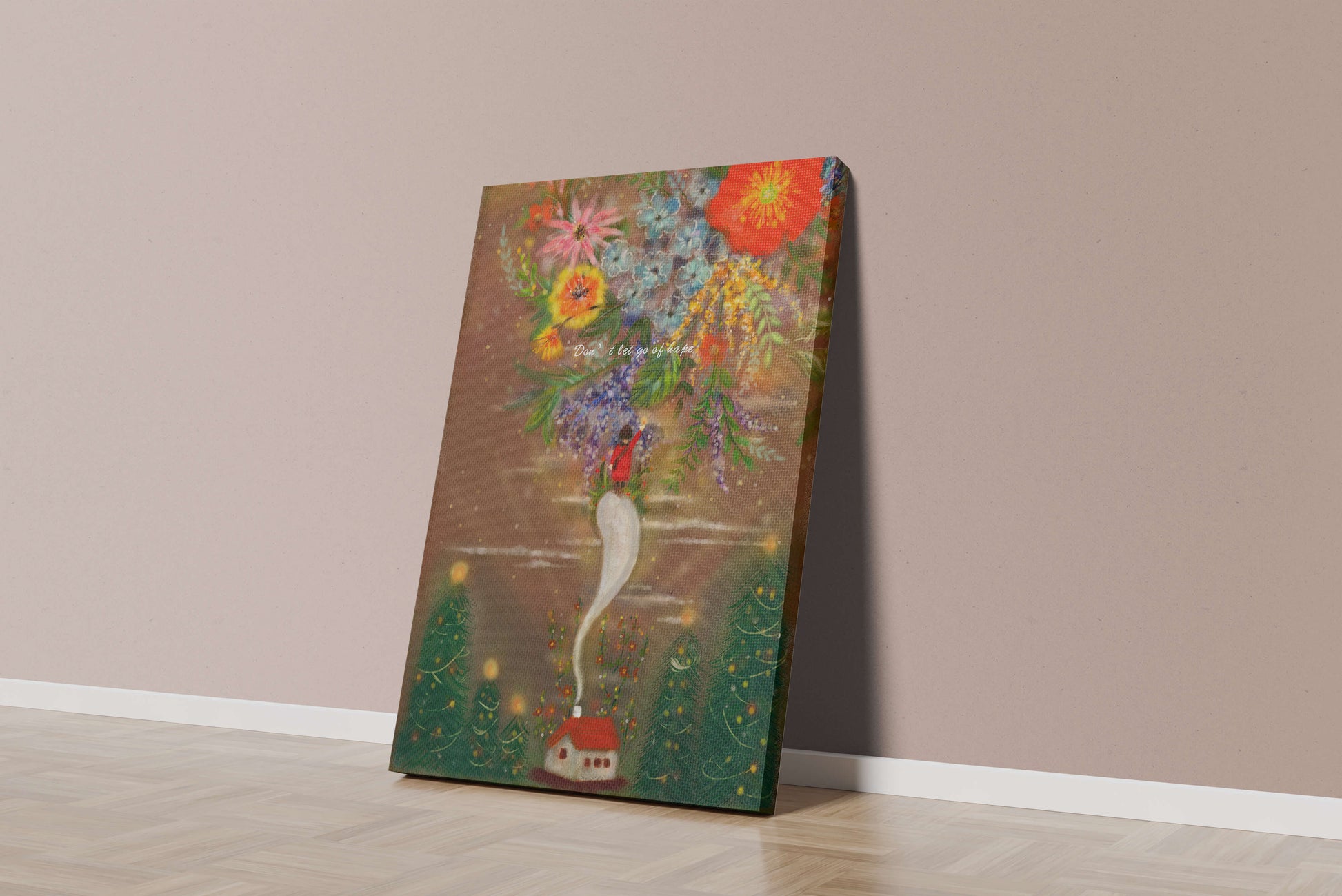 Charming illustration of floral fantasy scene