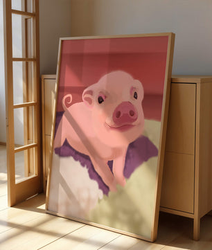 Una encantadora ilustración de un lechón con un fondo cálido