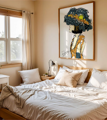 Portrait of a Fashionable Woman with a Large Hat and Gold Accents