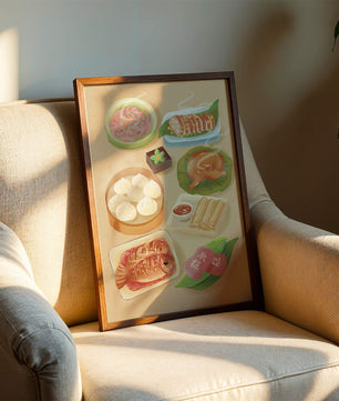 Colorful Representation of Asian Cuisine with Various Dishes