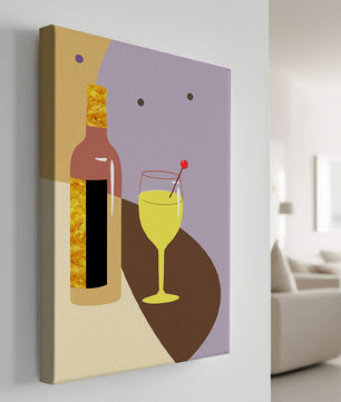 Minimalist Still Life with Wine Bottle and Glass in Soft Tones - Mi tienda