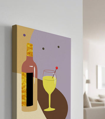 Minimalist Still Life with Wine Bottle and Glass in Soft Tones