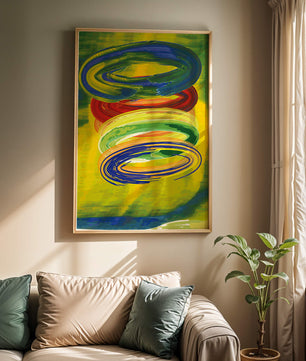 Motifs tourbillonnants abstraits colorés sur fond vibrant