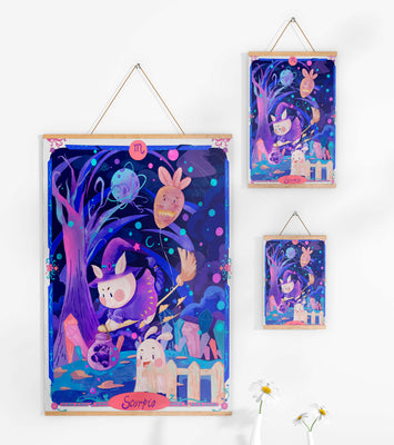 Whimsical zodiac scorpio scene with a magical theme