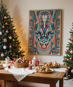 Colorful Geometric Animal and Snake Art Design with Tribal Patterns