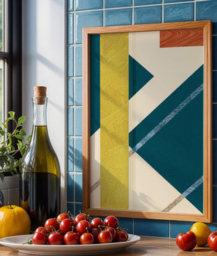 Abstract Geometric Composition with Bold Colors and Textures - Mi tienda