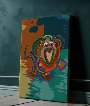 Ilustración abstracta y colorida de un mono con pinceladas audaces