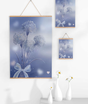 Carnations With Sparkles And Ribbon On Blue Background - Mi tienda