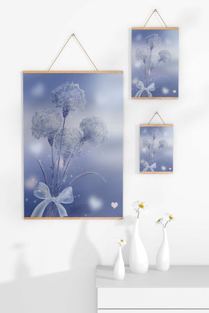 Carnations With Sparkles And Ribbon On Blue Background - Mi tienda