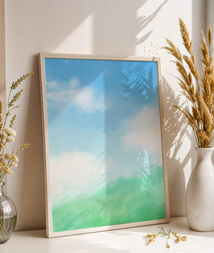 Un paisaje sereno de cielo azul y césped verde
