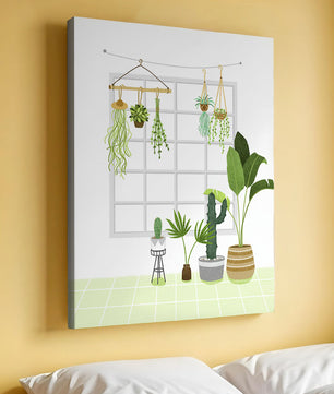 Decoración de interior con plantas colgantes y en macetas