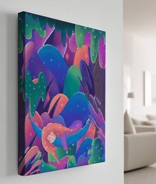 Selva surrealista onírica con mujer dormida