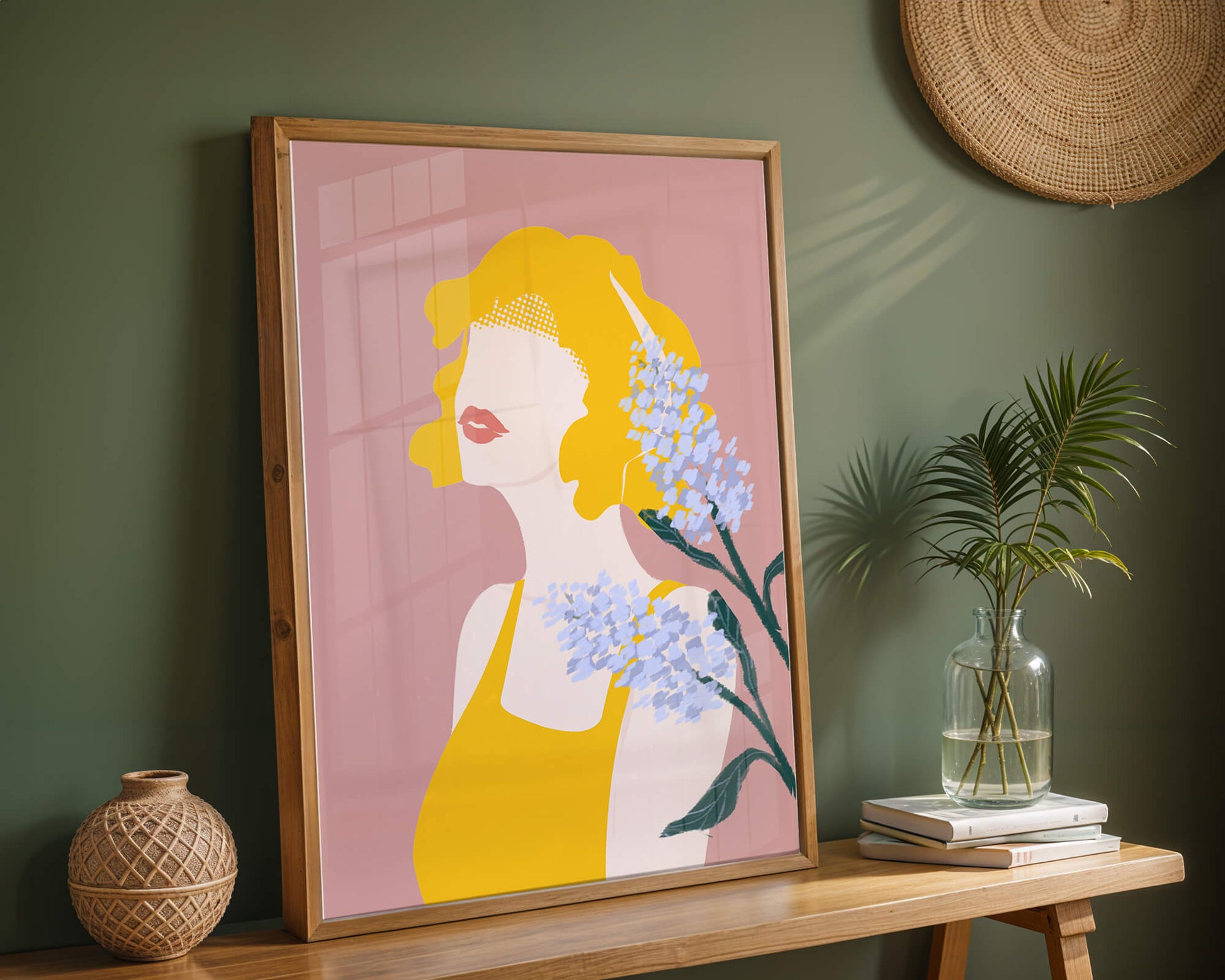 Abstract Portrait with Yellow and Lavender Accents