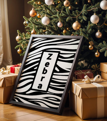 Elegant zebra print design with bold text accent