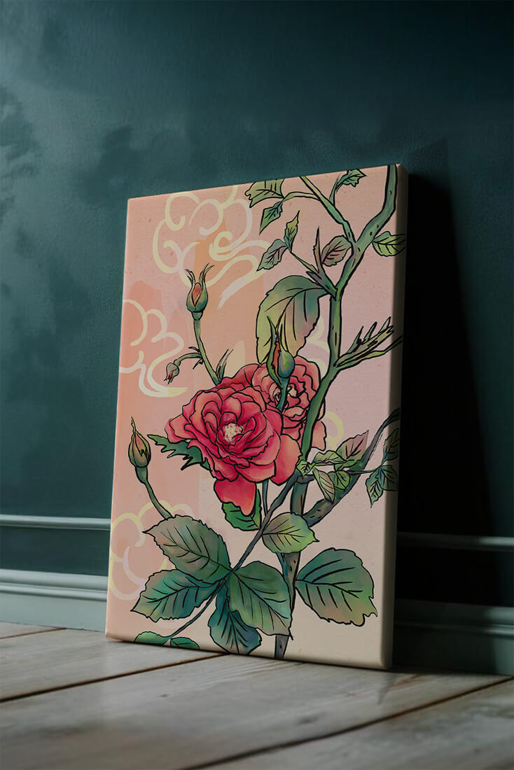 Ilustración Elegante de Rosa con Fondo Pastel Suave