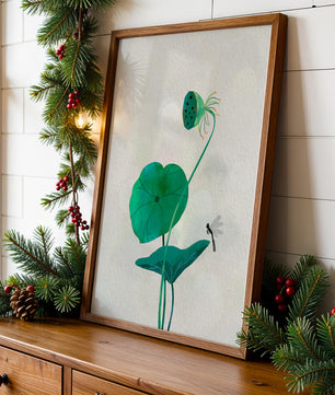 Lotus Flower and Dragonfly with Watercolor Effect - Mi tienda
