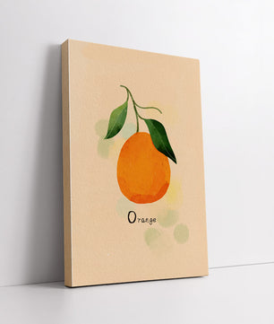 Illustration of a Single Orange with Leaves on a Textured Background - Mi tienda