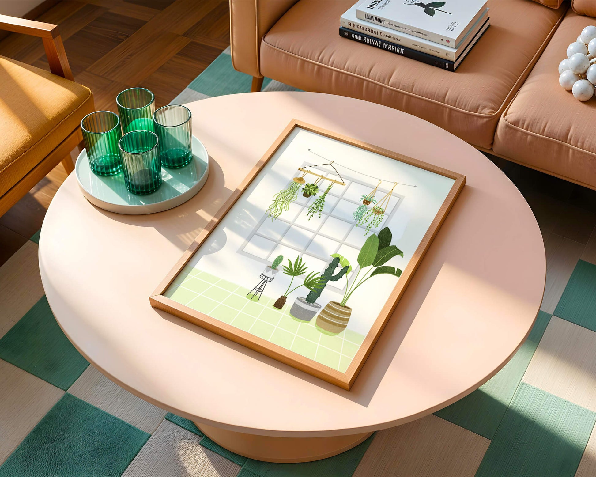 Decoración de interior con plantas colgantes y en macetas