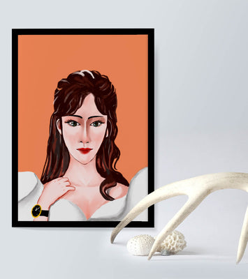 Portrait of a woman with elegant hairstyle and golden watch