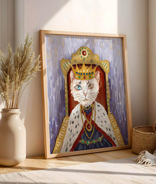 Portrait félin majestueux avec une couronne royale dorée