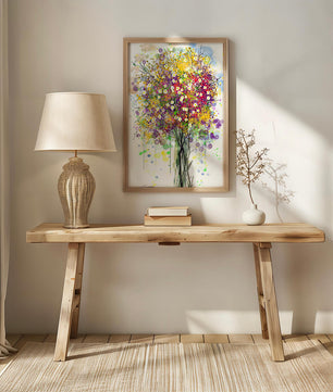 Abstract expressionist floral tree with vibrant colors
