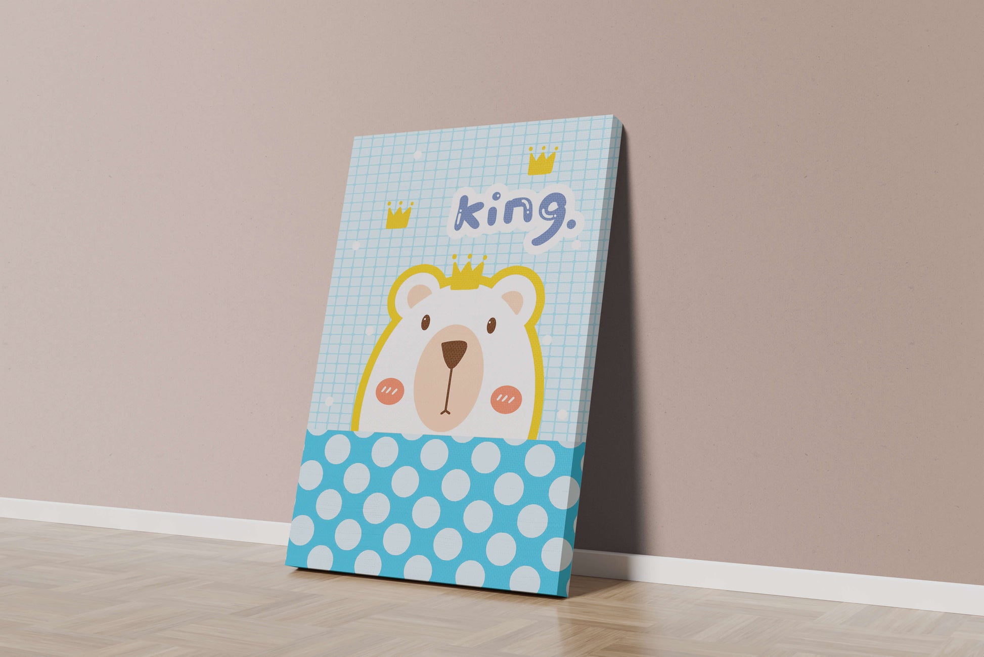 Adorable bear illustration with crown and playful text