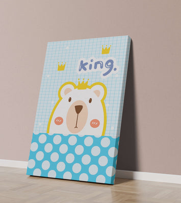 Adorable bear illustration with crown and playful text