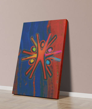 Abstract art with dynamic figures and vibrant colors