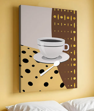Contemporary Coffee Art with Geometric Patterns and Gold Accents - Mi tienda