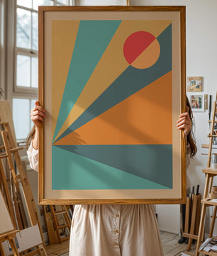 Geometric Abstract Art with Bold Colors and Circles