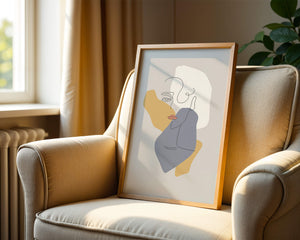 Abstract Line Art Portrait with Neutral Shapes - Mi tienda