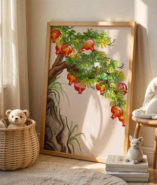 Ruhige Landschaft mit Granatapfelbaum und Felsvorsprung