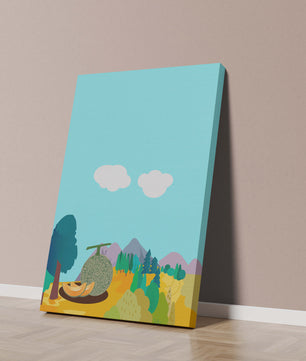 Serene landscape with melon and countryside view