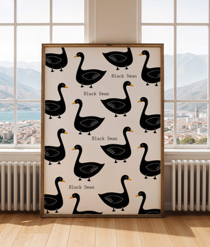 Seamless bird pattern with minimalist design and bold accents