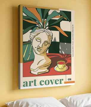 Abstract Art with Bust and Coffee Cup