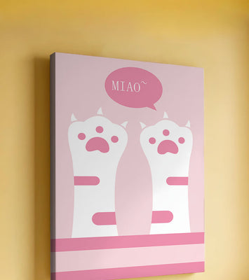 Playful cat paws illustration with speech bubble saying 