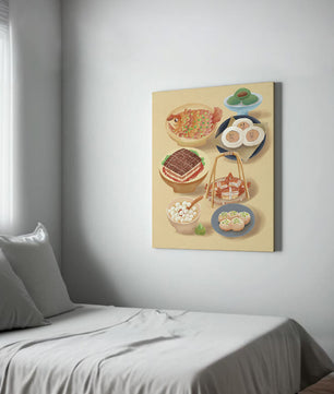 Illustration colorée de la cuisine chinoise avec divers plats