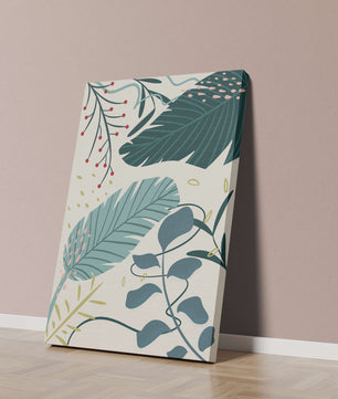 Abstract Botanical Illustration with Colorful Leaf Patterns