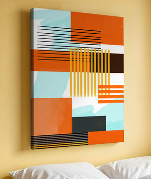 Abstract Geometric Composition with Gold and Orange Elements - Mi tienda