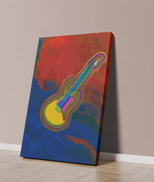 Vibrant abstract guitar illustration with bold colors