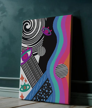 Colorful abstract art with geometric patterns and vibrant shapes