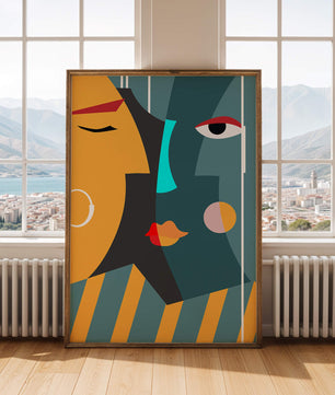 Arte geométrico abstracto con colores y formas audaces