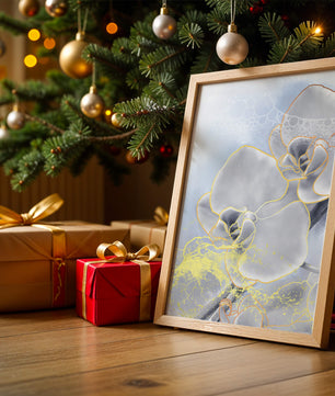 Delicate floral art with gold accents and abstract background