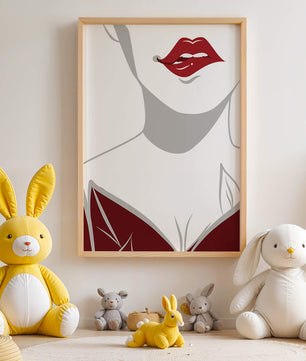 Minimalist Art with Red Lips and Elegant Dress - Mi tienda
