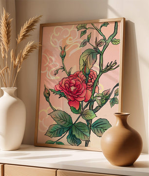 Ilustración Elegante de Rosa con Fondo Pastel Suave
