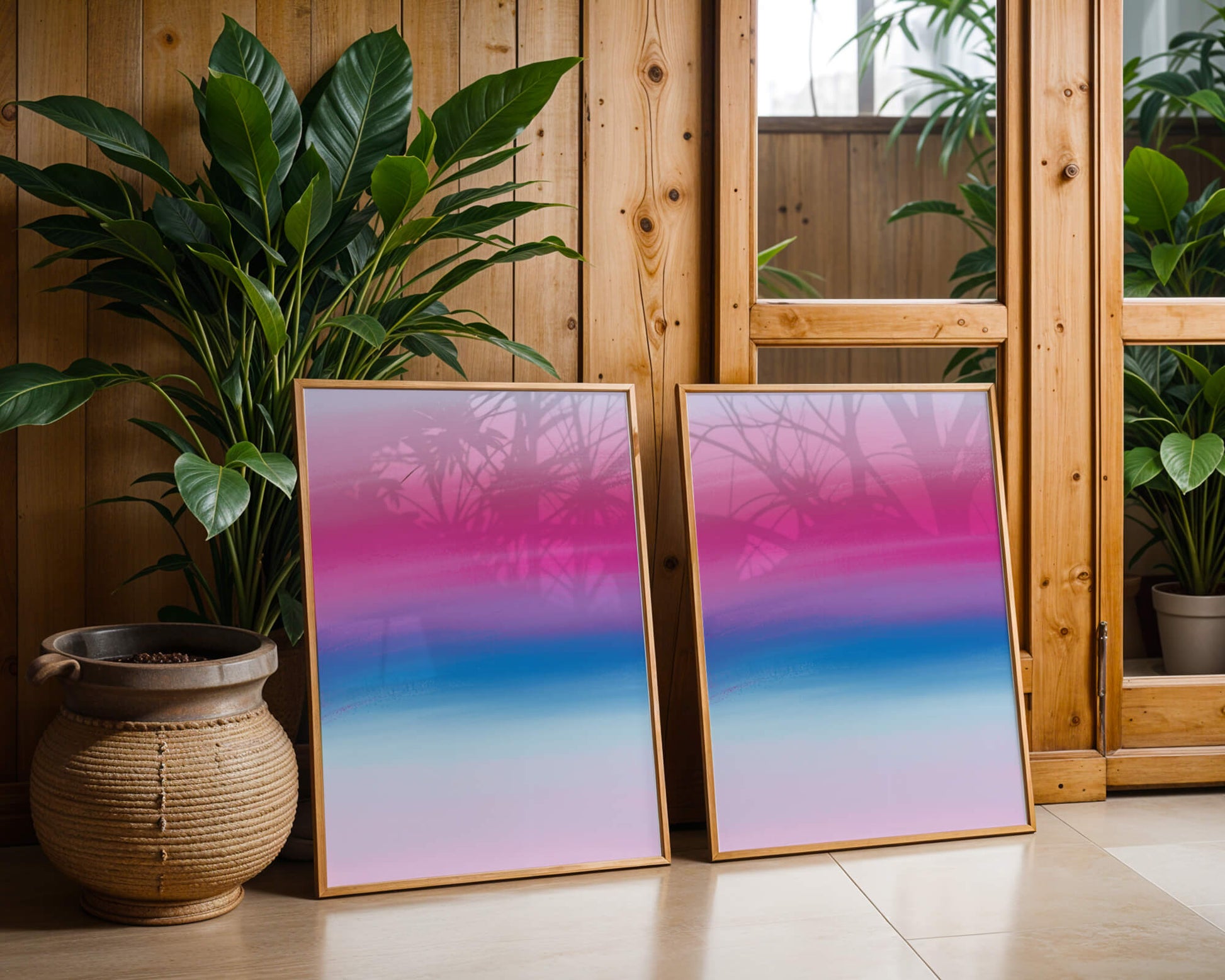 Degradado vibrante con tonos rosados y azules