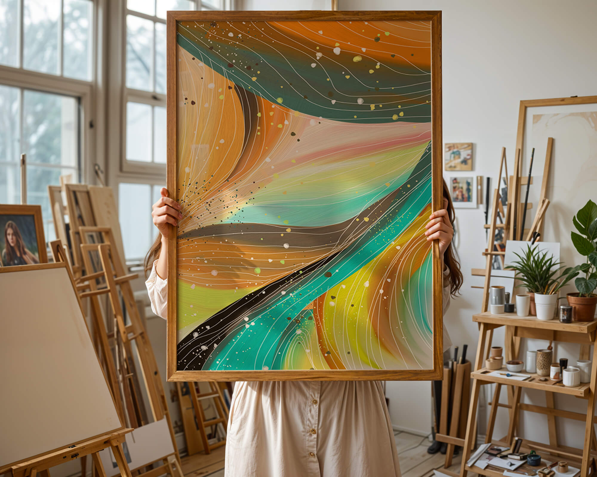 Abstract swirl of vibrant colors with dynamic lines
